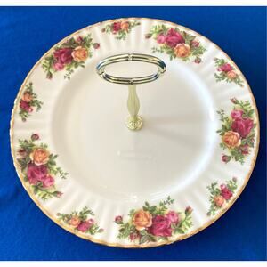 VTG Royal Albert Old Country Roses 1962 Handled 1 Tier Serving Plate 10.5'